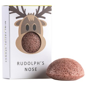 The Konjac Sponge Co Mini Face Sponge Rudolph's Nose Мини-спонж конняку для лица с красной глиной в подарочной упаковке