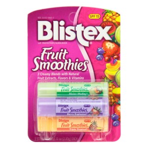 Blistex Fruit Smoothies Triple  Бальзамы для губ Фруктовые коктейли  Тропический + Дыня + Ягодный Взрыв SPF 15