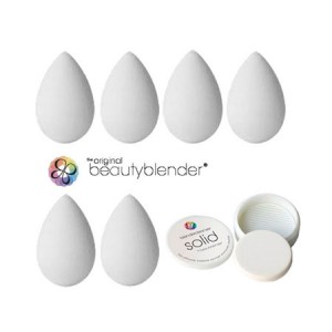 BeautyBlender Pure + Blendercleanser Solid Набор 6 спонжей и мыло для очищения спонжа Цвет: Белый